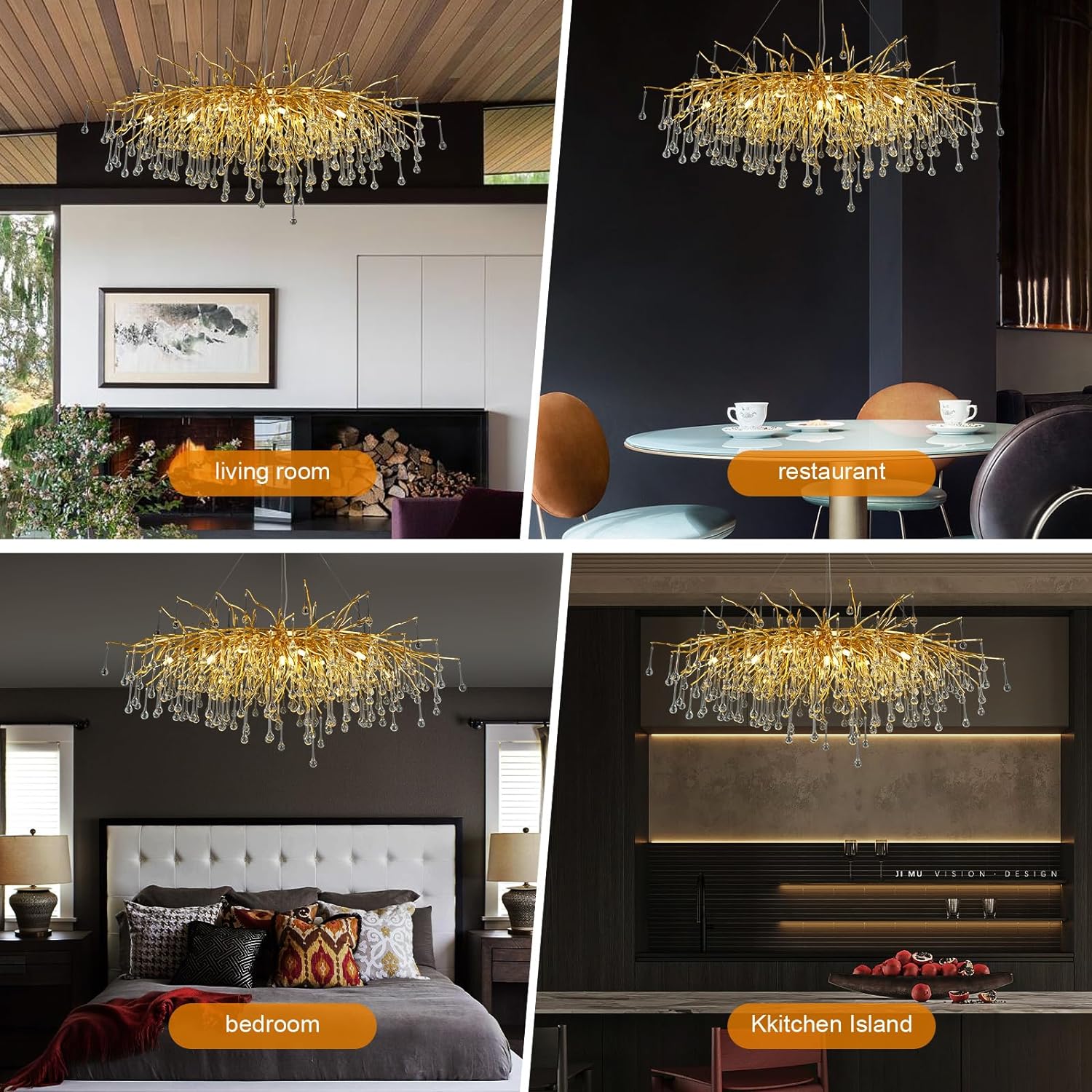 Teardrop Tree Branch Chandelier 23" 47"