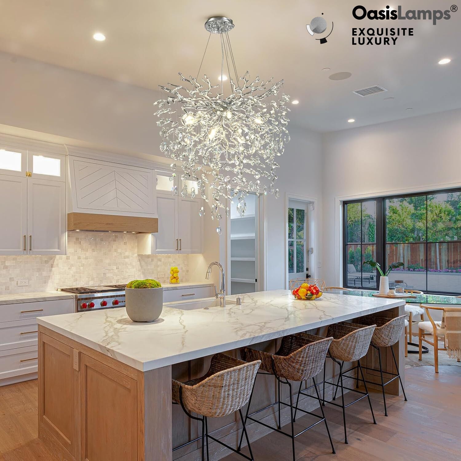 Frostleaf Grand Cascade Branches Chandelier 21'' 24" 32" 40"D#finish_silver,size_24"