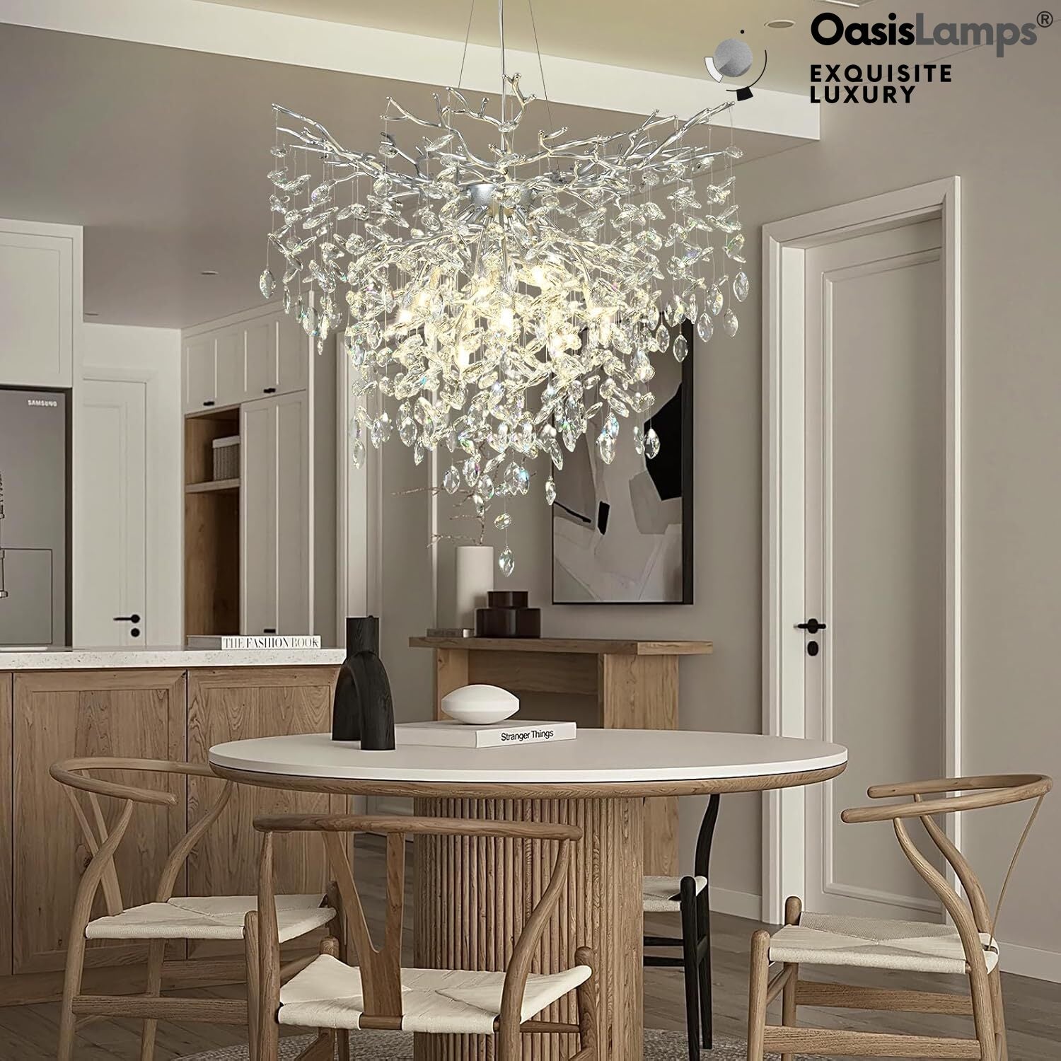 Frostleaf Grand Cascade Branches Chandelier 21'' 24" 32" 40"D#finish_silver,size_32"