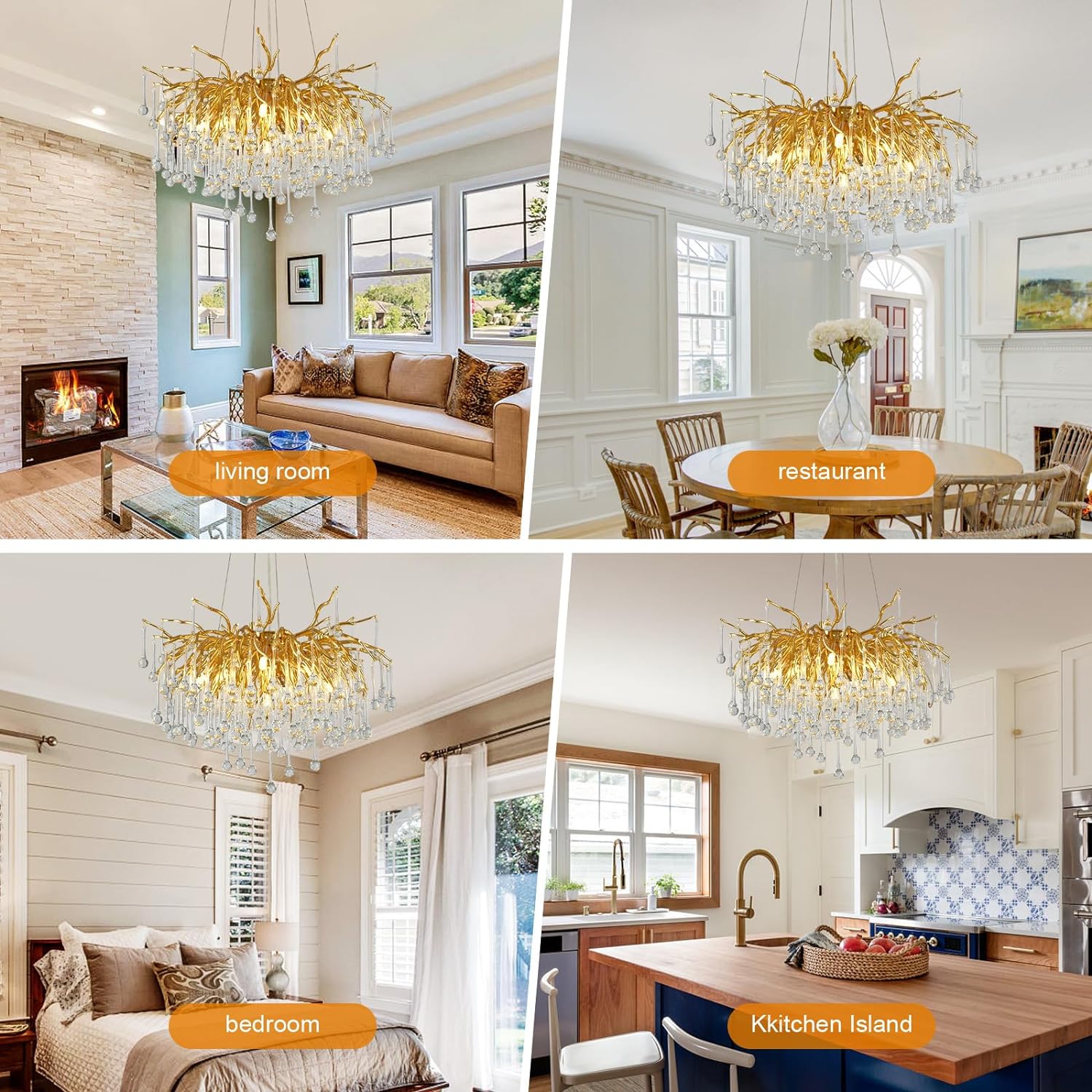 Teardrop Tree Branch Chandelier 23" 47"