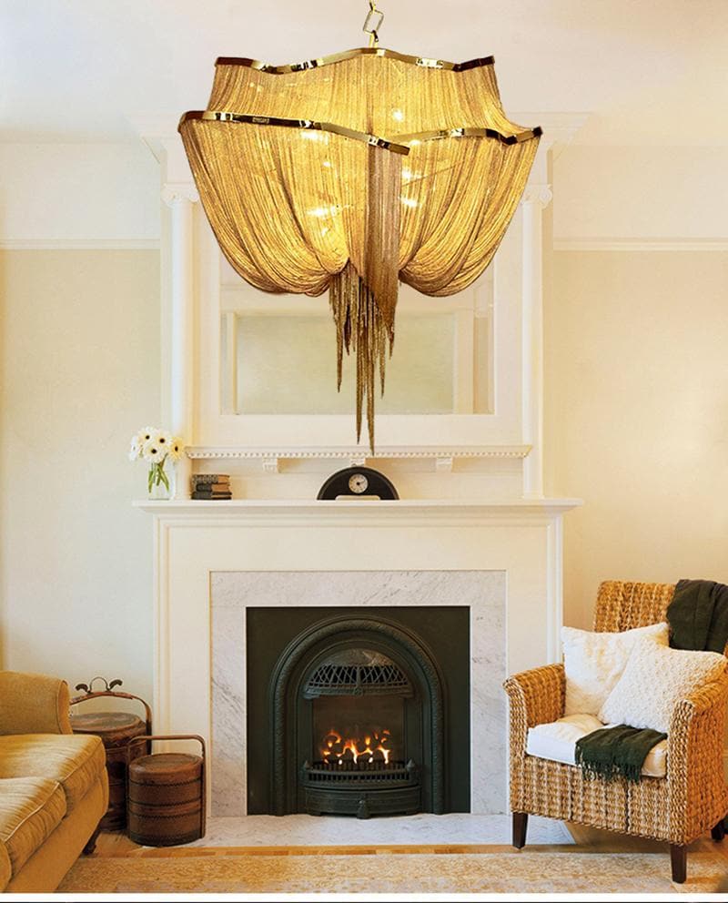 Alisa Luxury Double-layer Aluminum Chain Tassel Chandelier