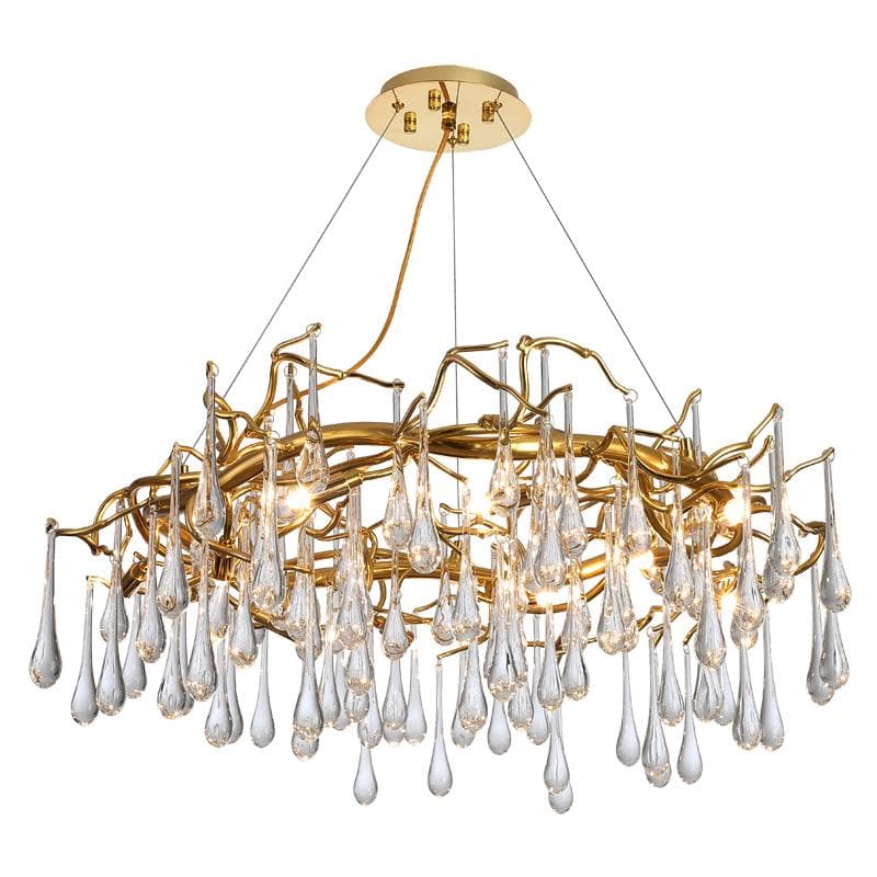 Branch Round Long Teardrop Crystal Chandelier