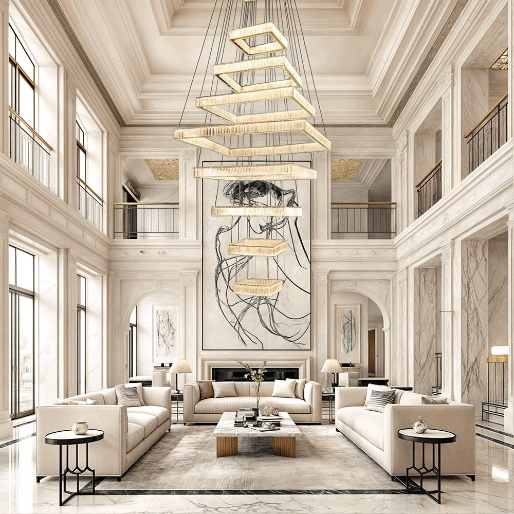 Pamela 8-Tier Square Crystal Chandelier