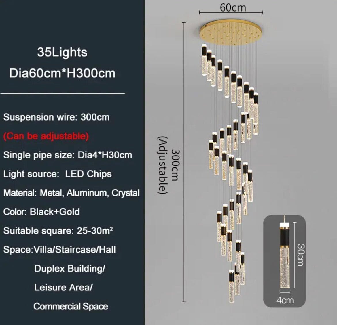 Cassandra Foyer & Stairecase Chandelier 23" 31" D
