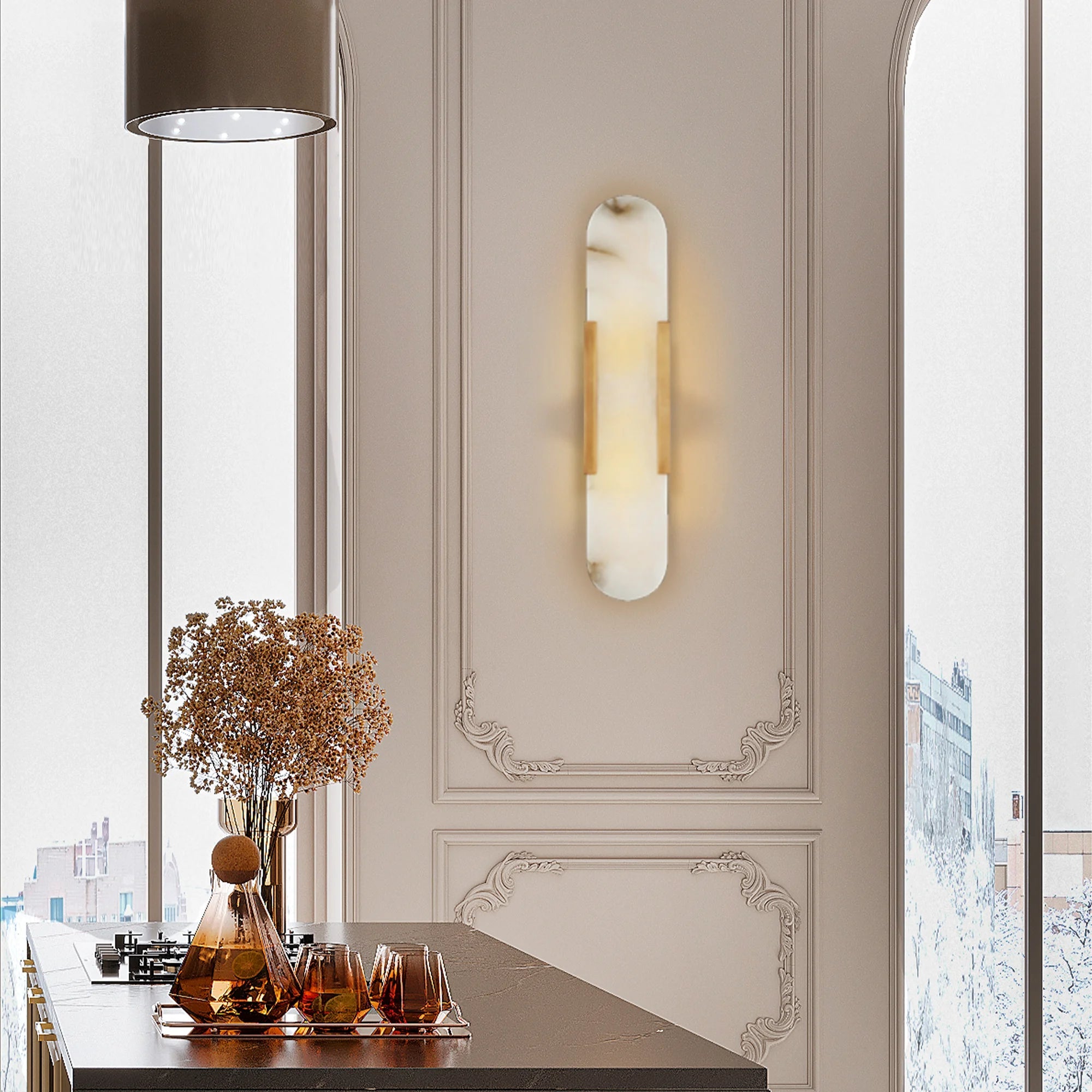 Theseus Alabaster Linear Sconce 10‘’ 20'' 28''H