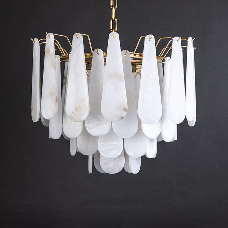 Alabaster Waterdrop Flat Foyer Modern Chandelier