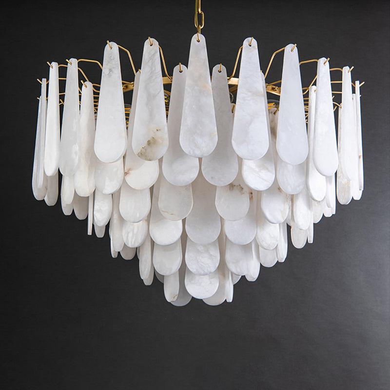 Alabaster Waterdrop Flat Foyer Modern Chandelier