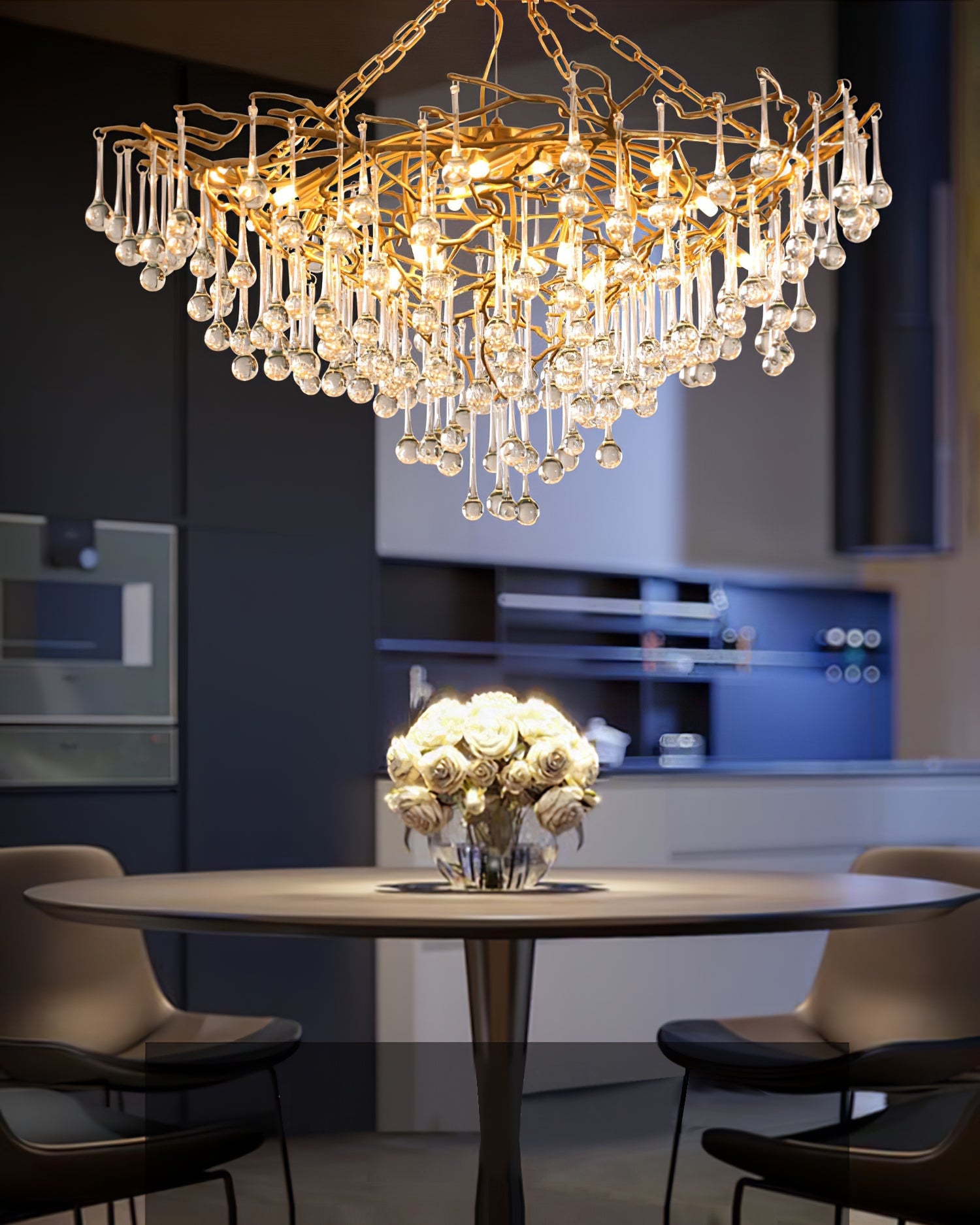 Simsia Anita Teardrop Branch brass chandelier