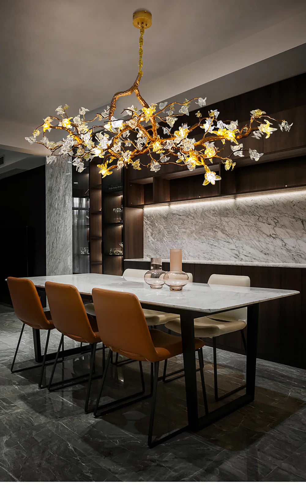 Flora Aosta Branch Glass Flower Chandelier