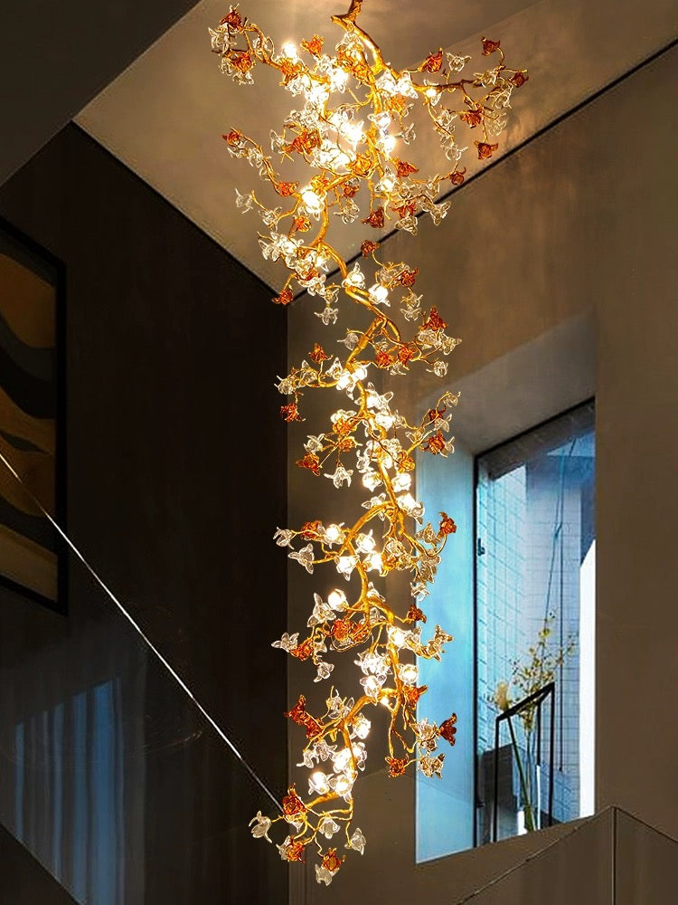 Art Flower Staircase Long Branch Chandelier