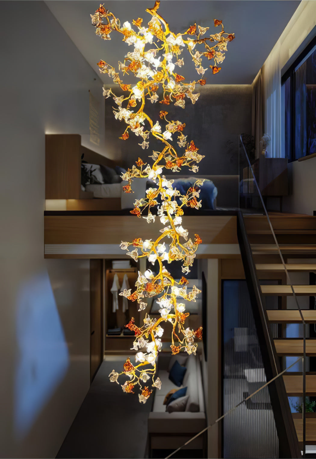 Flora Brass Maple Branch Chandelier