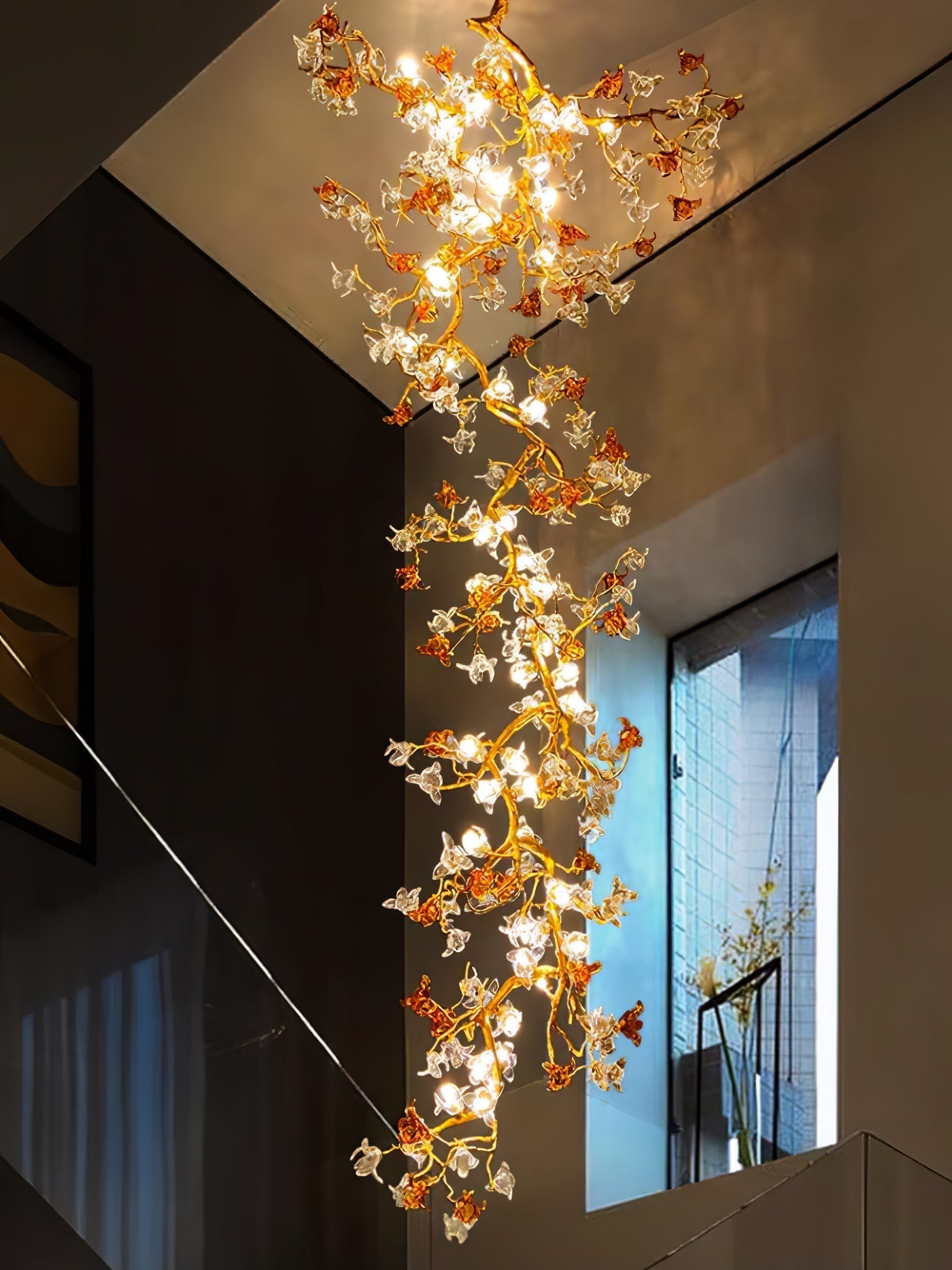 Flora Brass Maple Branch Chandelier