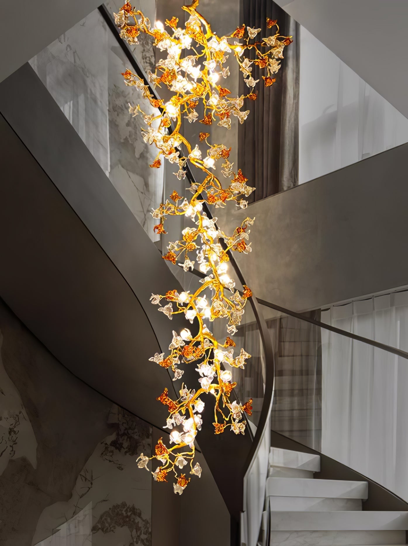 Flora Brass Maple Branch Chandelier
