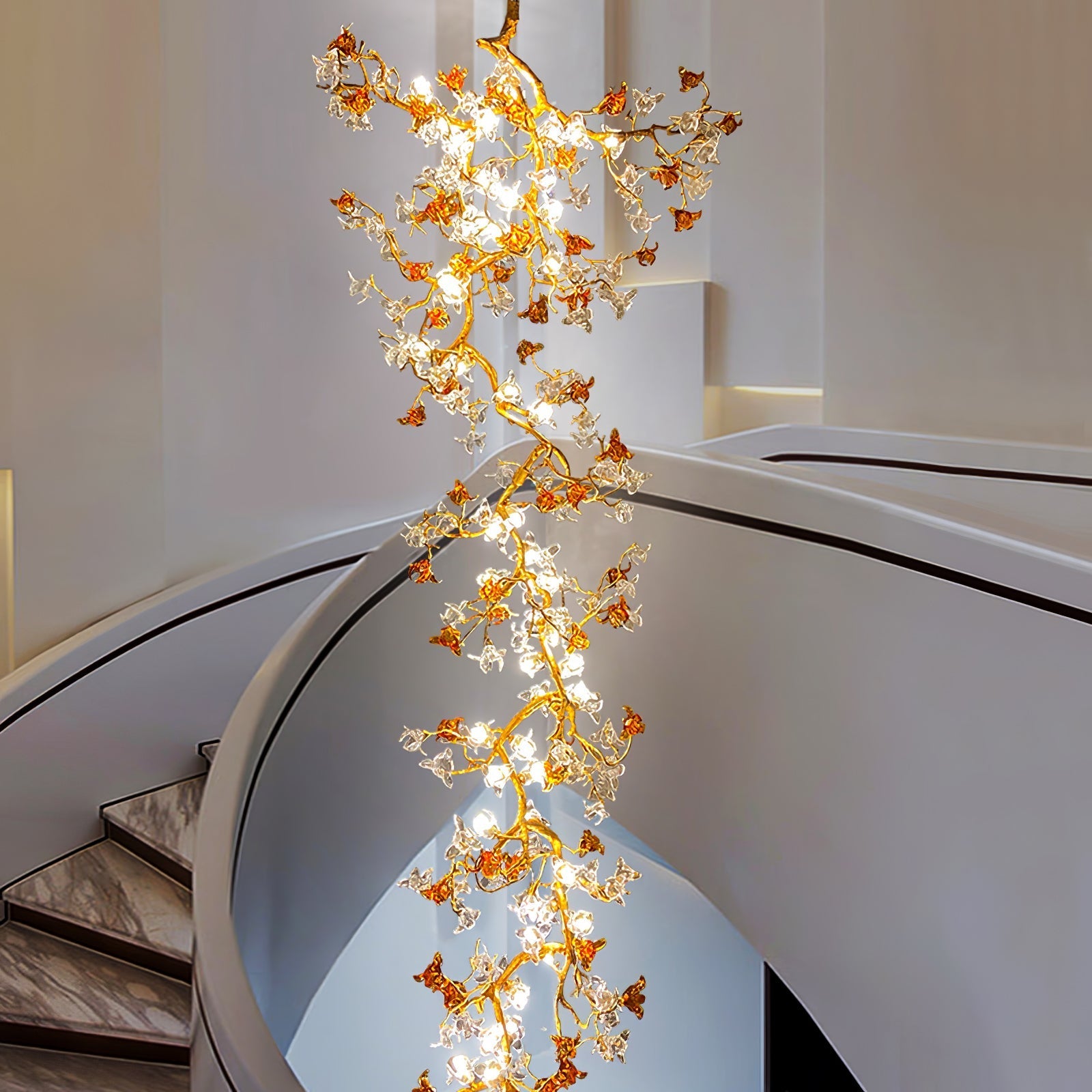 Flora Brass Maple Branch Chandelier