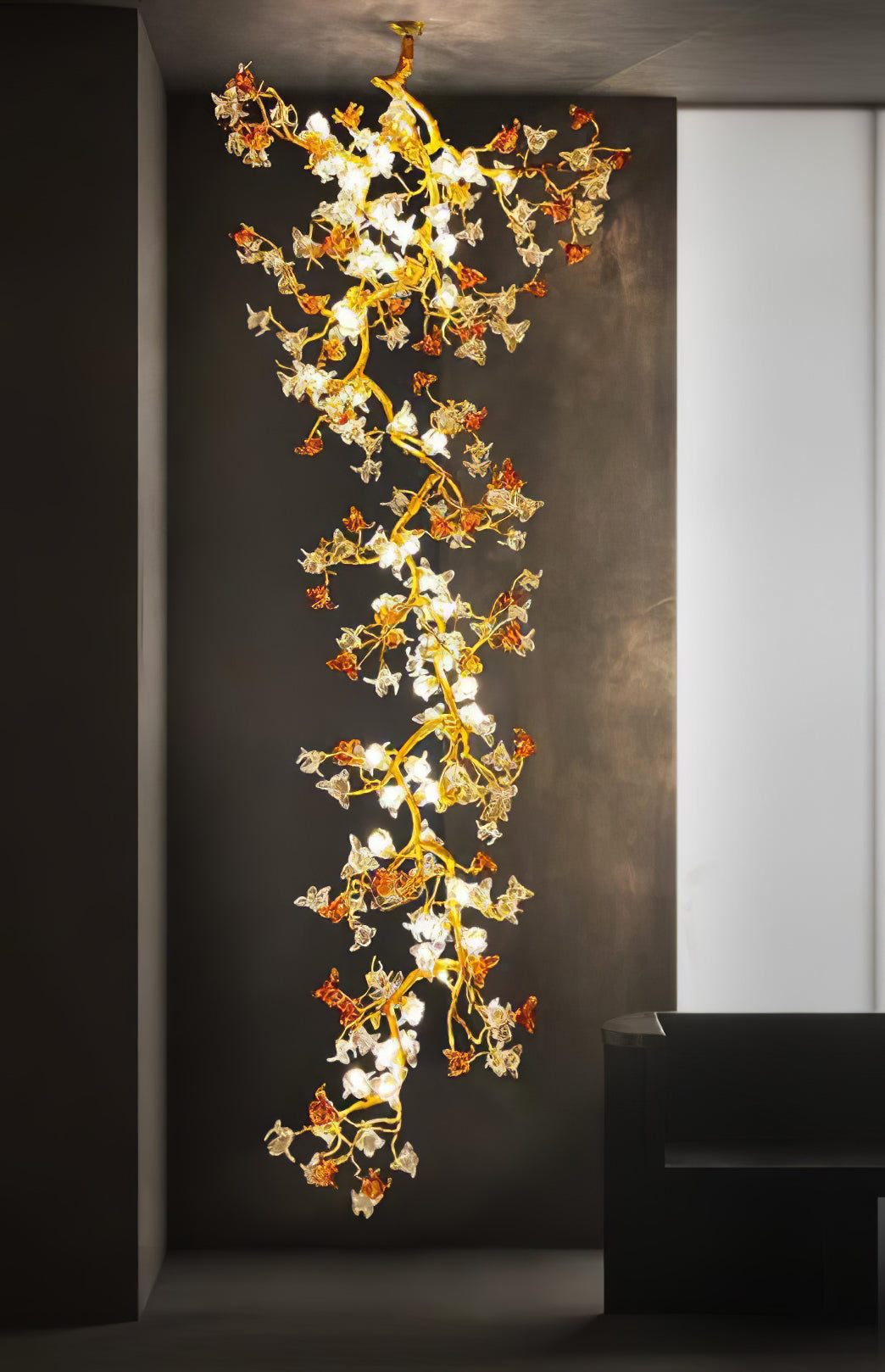 Flora Brass Maple Branch Chandelier