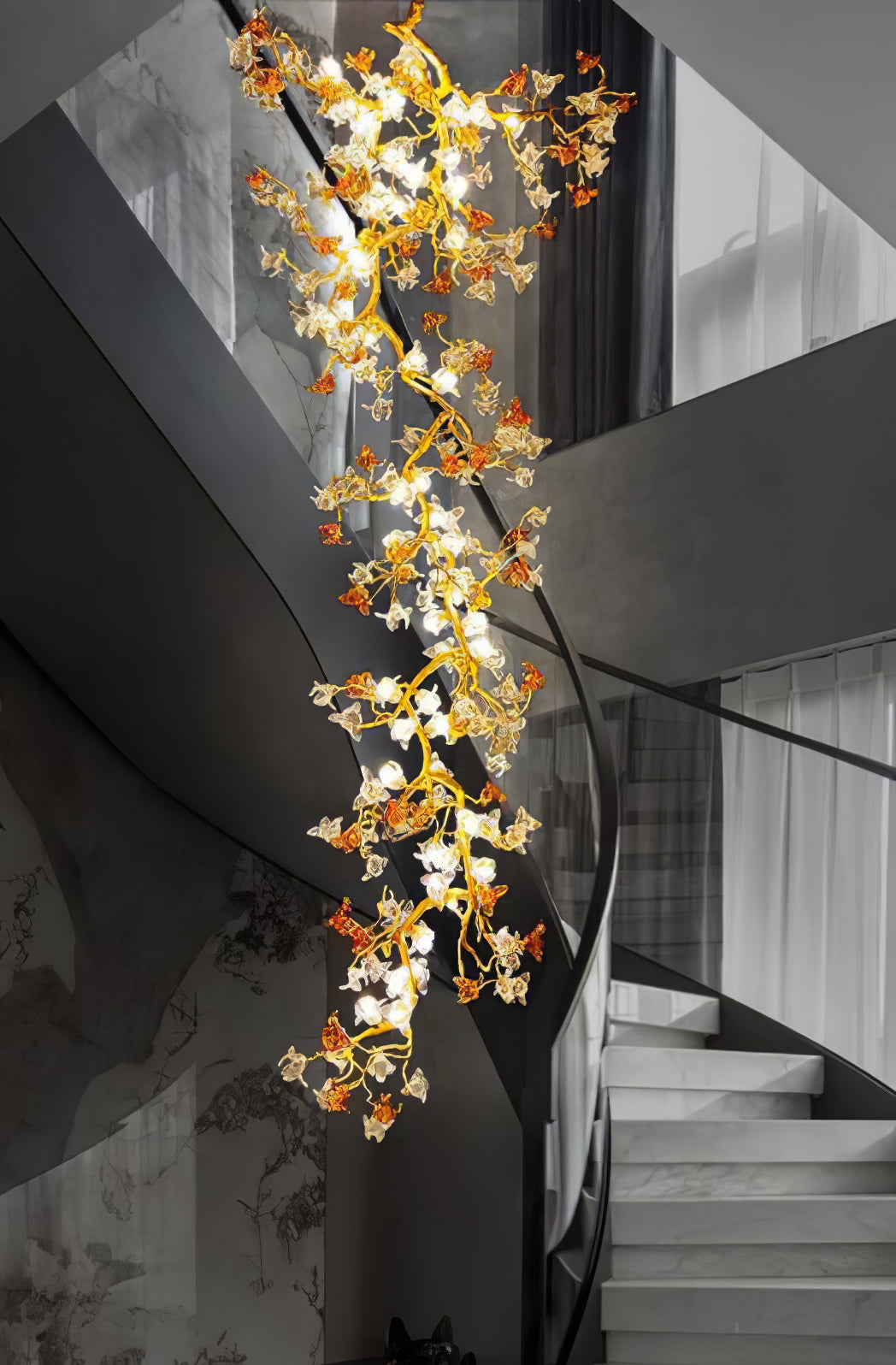 Flora Brass Maple Branch Chandelier