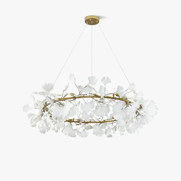 Twilight Branches Ceramic Ginkgo Circle Chandelier 24" 31" 39" 47" 59"D#color_gold