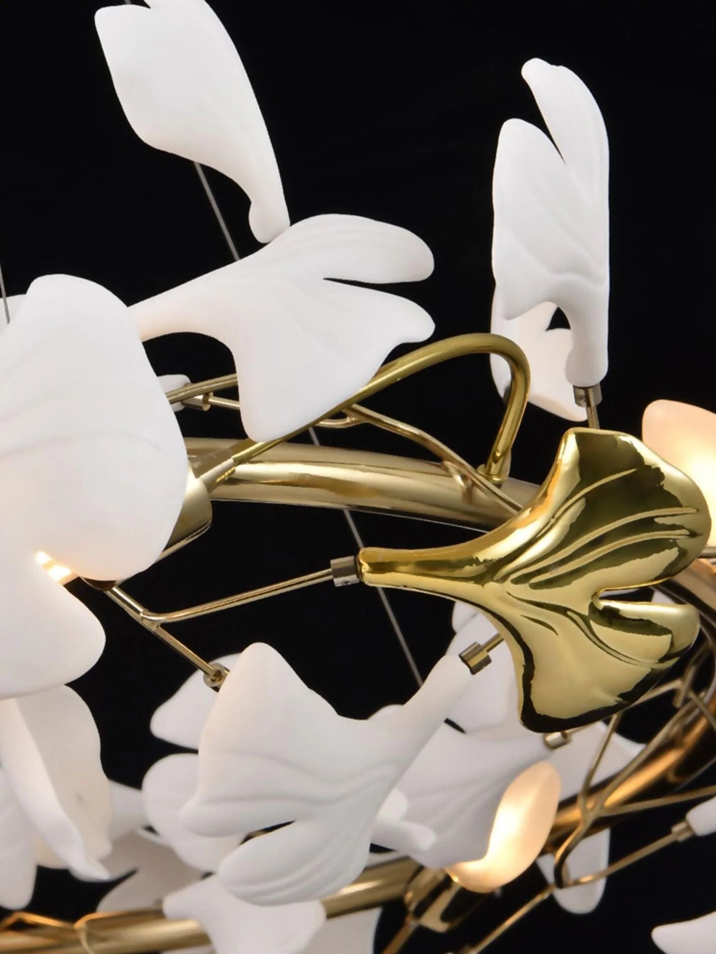 Twilight Branches Ceramic Ginkgo Circle Chandelier 24" 31" 39" 47" 59"D#color_gold