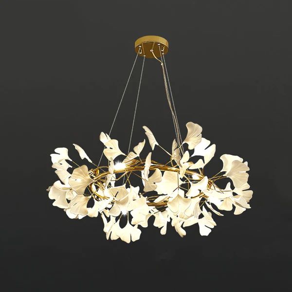 Twilight Branches Ceramic Ginkgo Circle Chandelier 24" 31" 39" 47" 59"D#color_gold