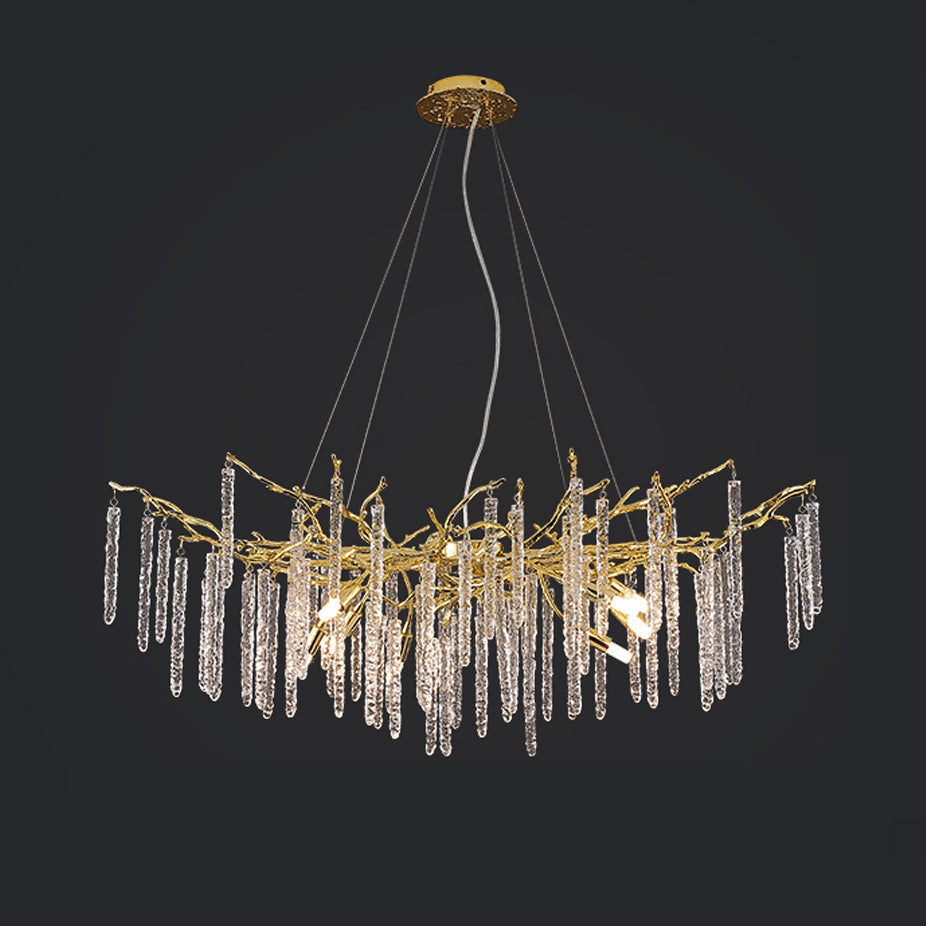 Annata Crystal Icicles Branch Brass Chandelier