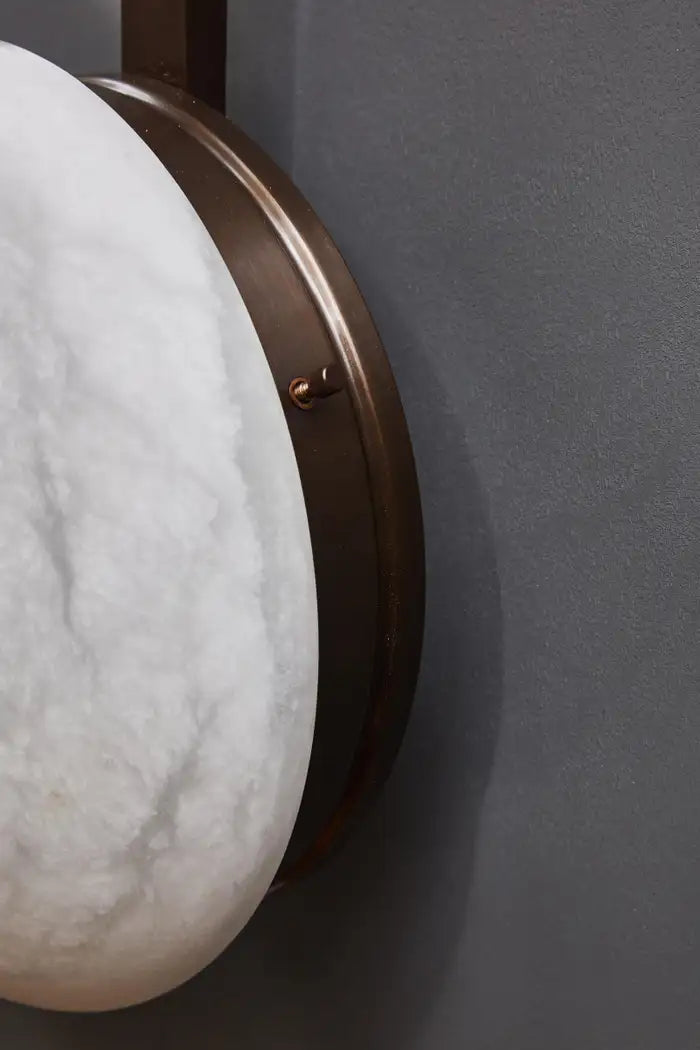 Alabaster Six Asymmetrical Arms Wall Sconce and Ceiling Lamp Brass