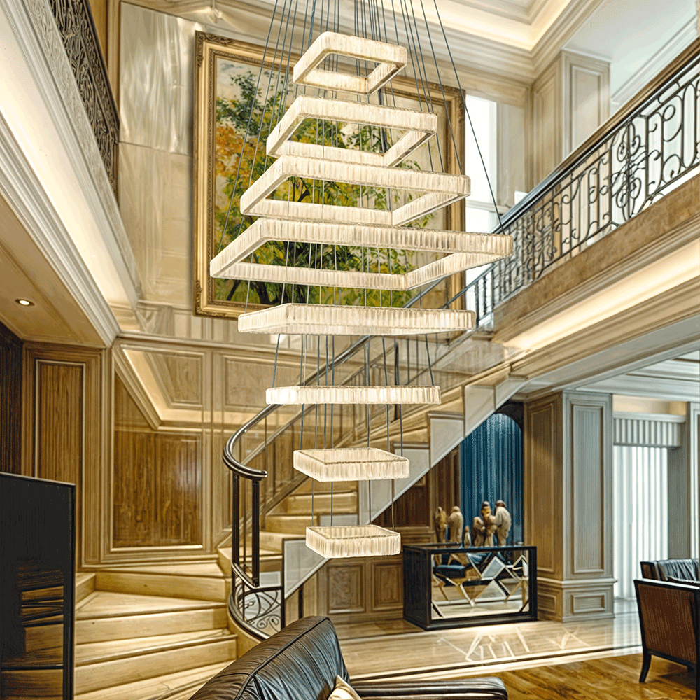 Pamela 8-Tier Square Crystal Chandelier