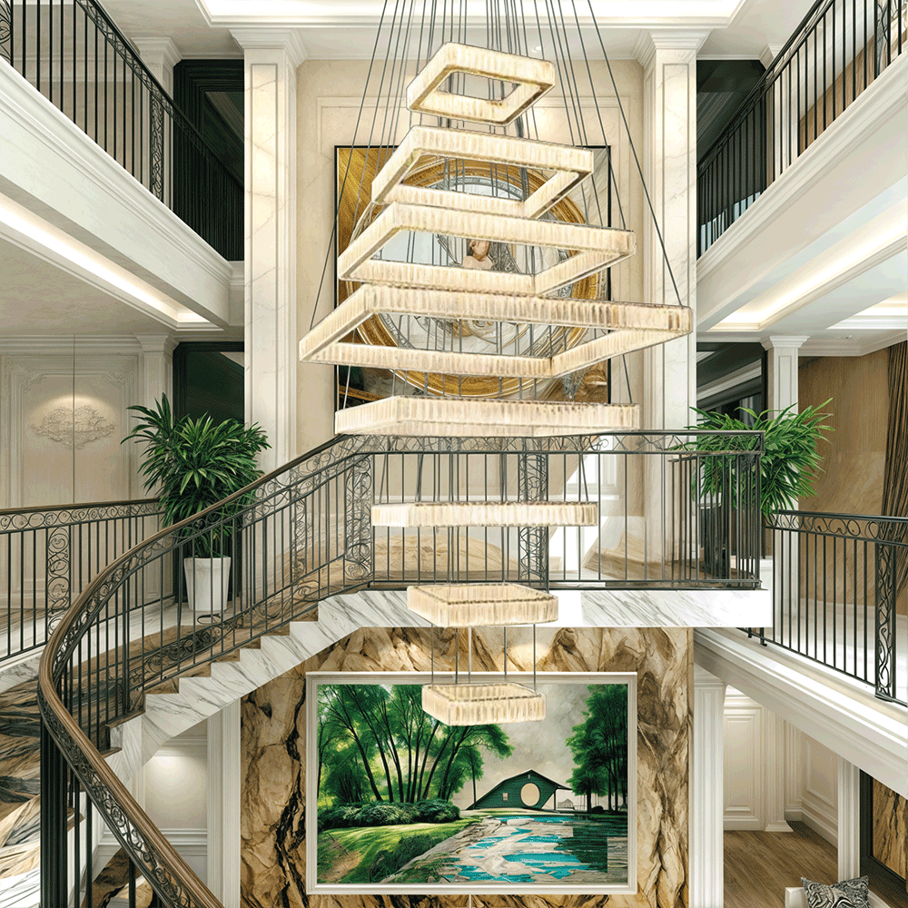 Pamela 8-Tier Square Crystal Chandelier