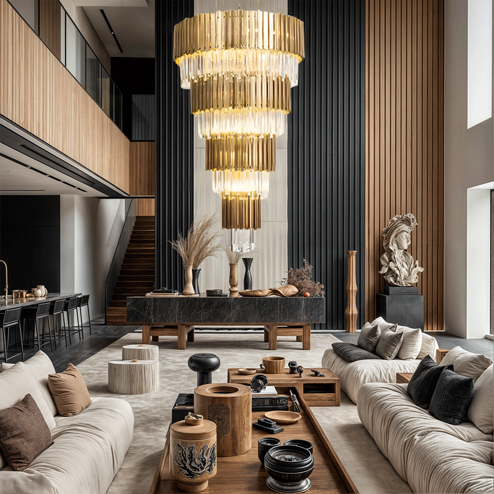 Golden Pisa Crystal Chandelier 70'' 78''H