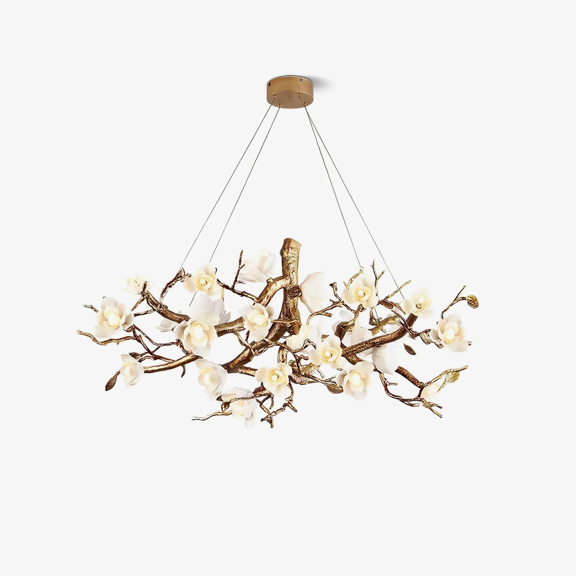 Flora Flower Bloom Branch Brass Chandelier