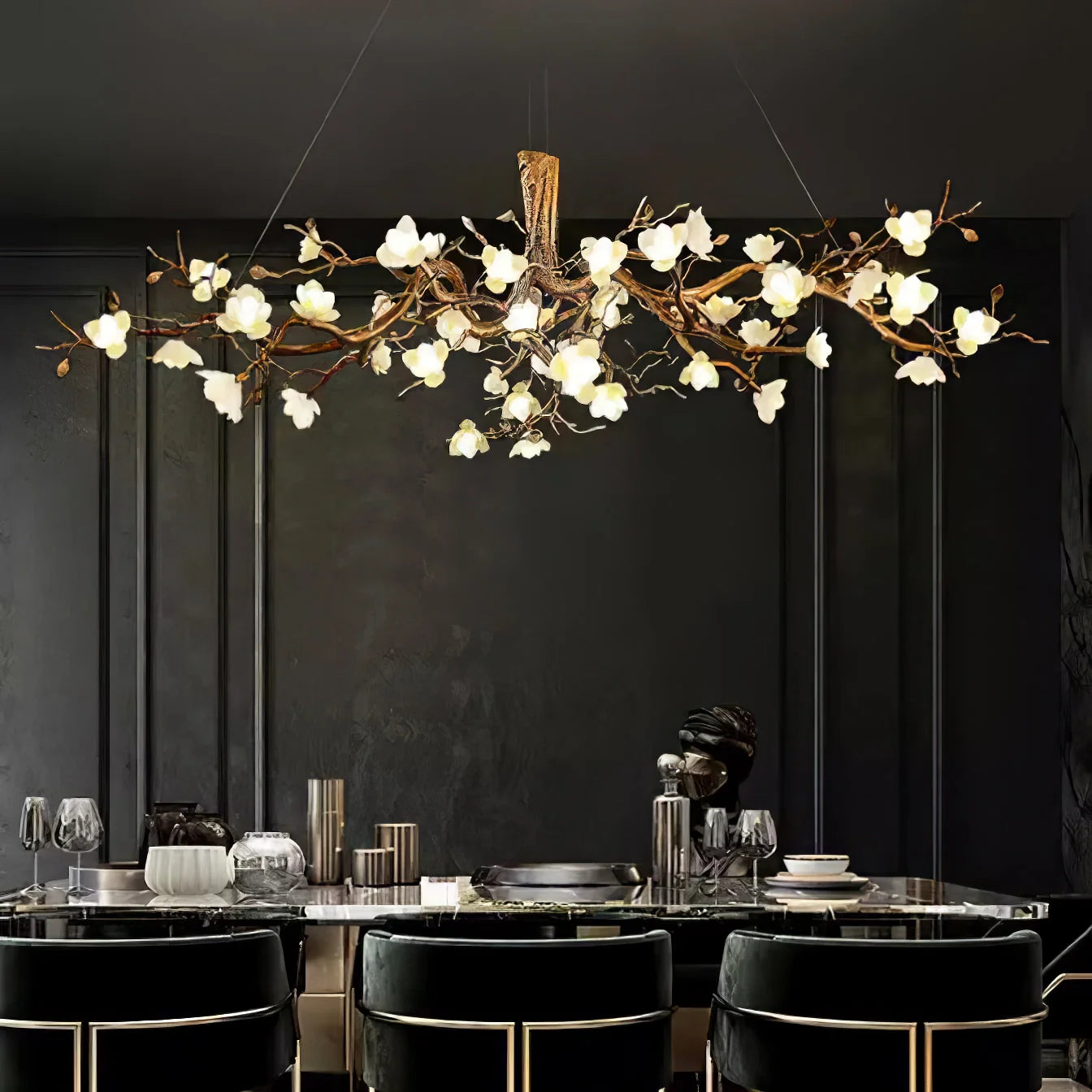 Flora Flower Bloom Branch Brass Chandelier