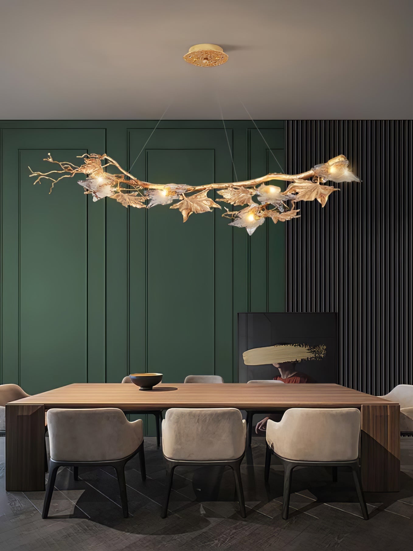 Flora Leaf Branch Brass Chandelier