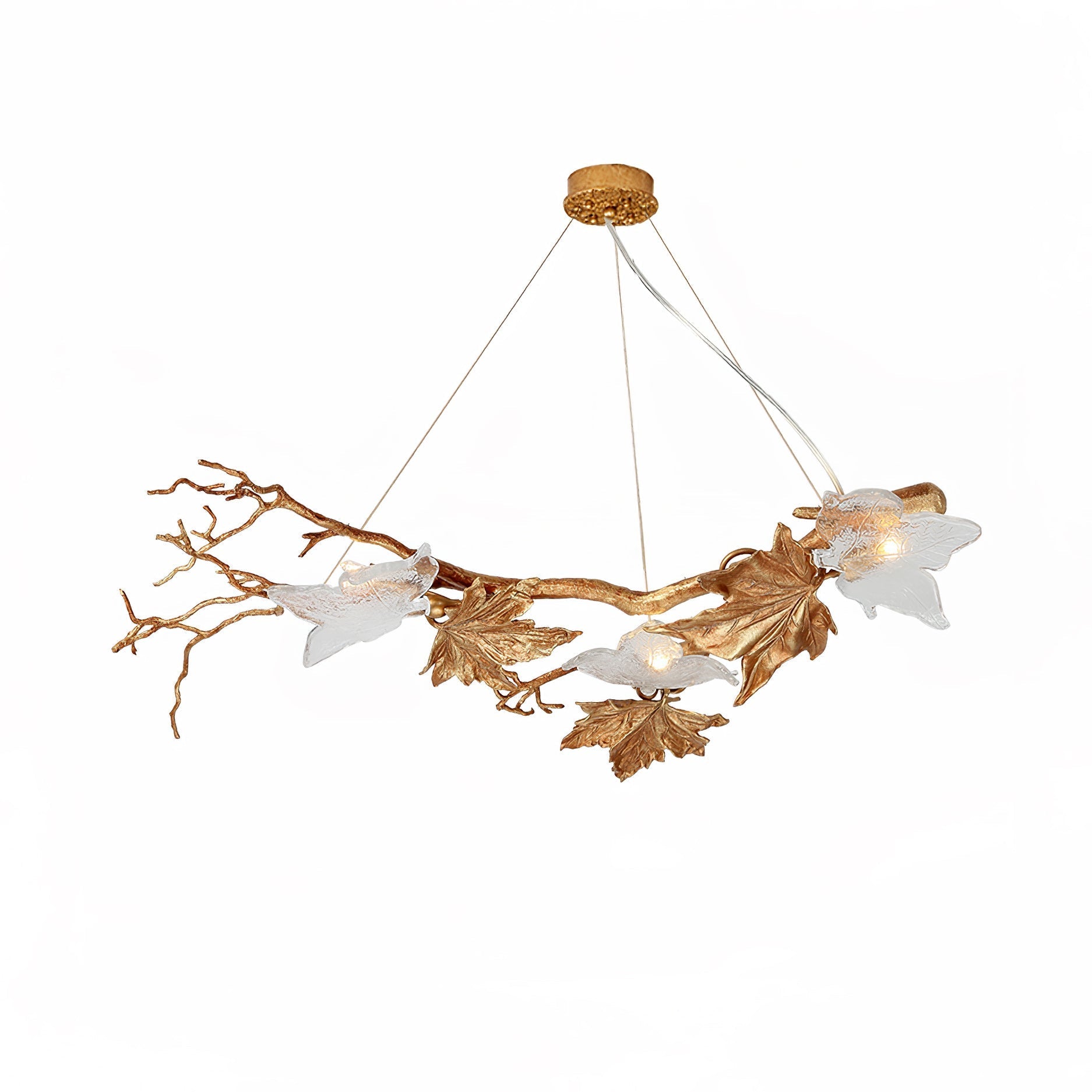Flora Leaf Branch Brass Chandelier