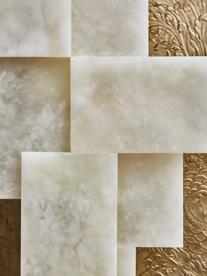 Alabaster Long Brass Wall Sconces