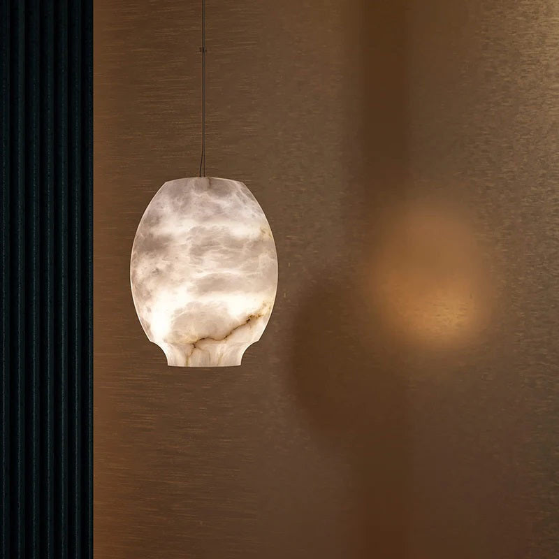 Theseus Alabaster Lantern Bedside Pendant Light