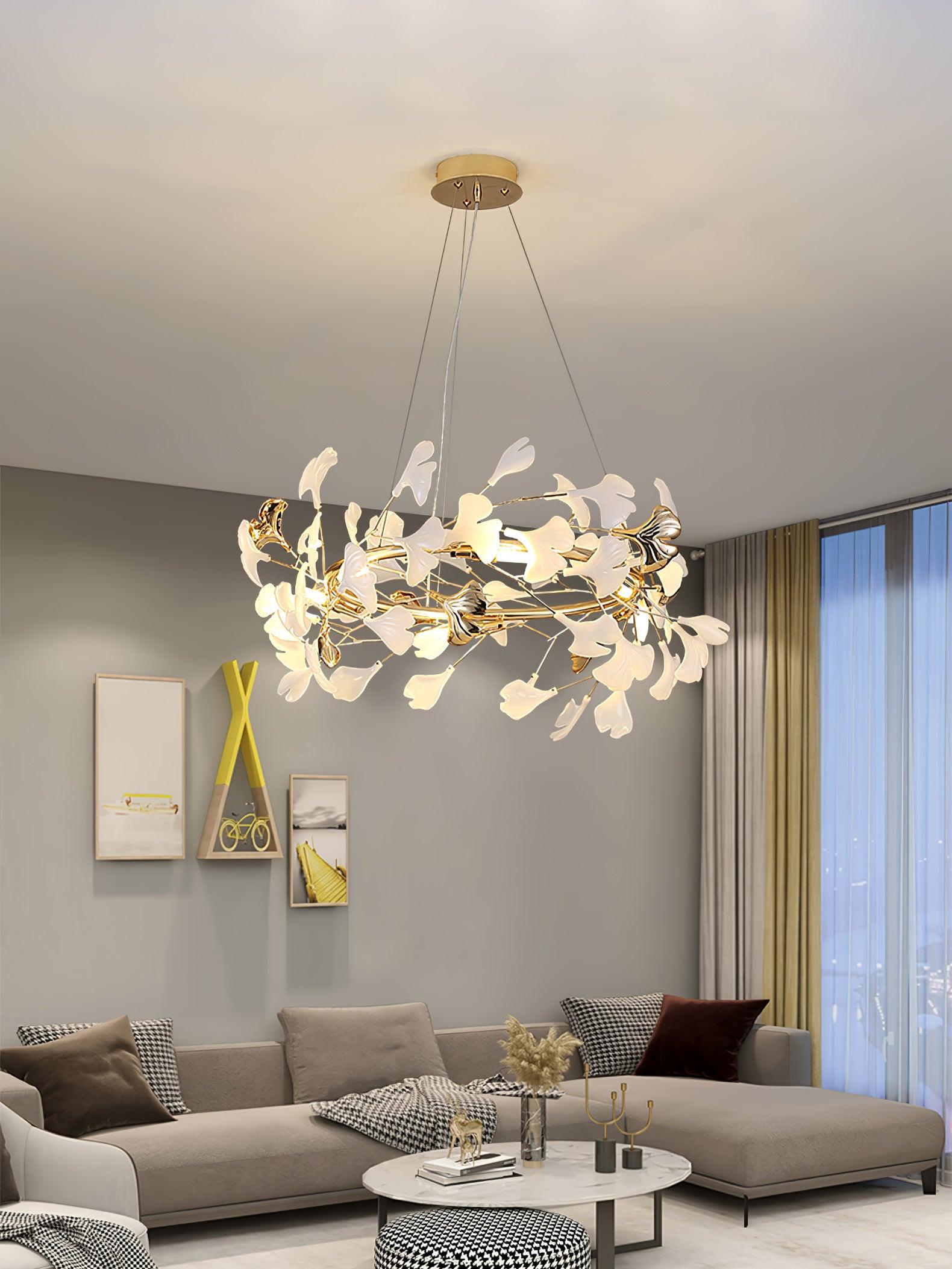 Twilight Branches Ceramic Gingko Chandelier T
