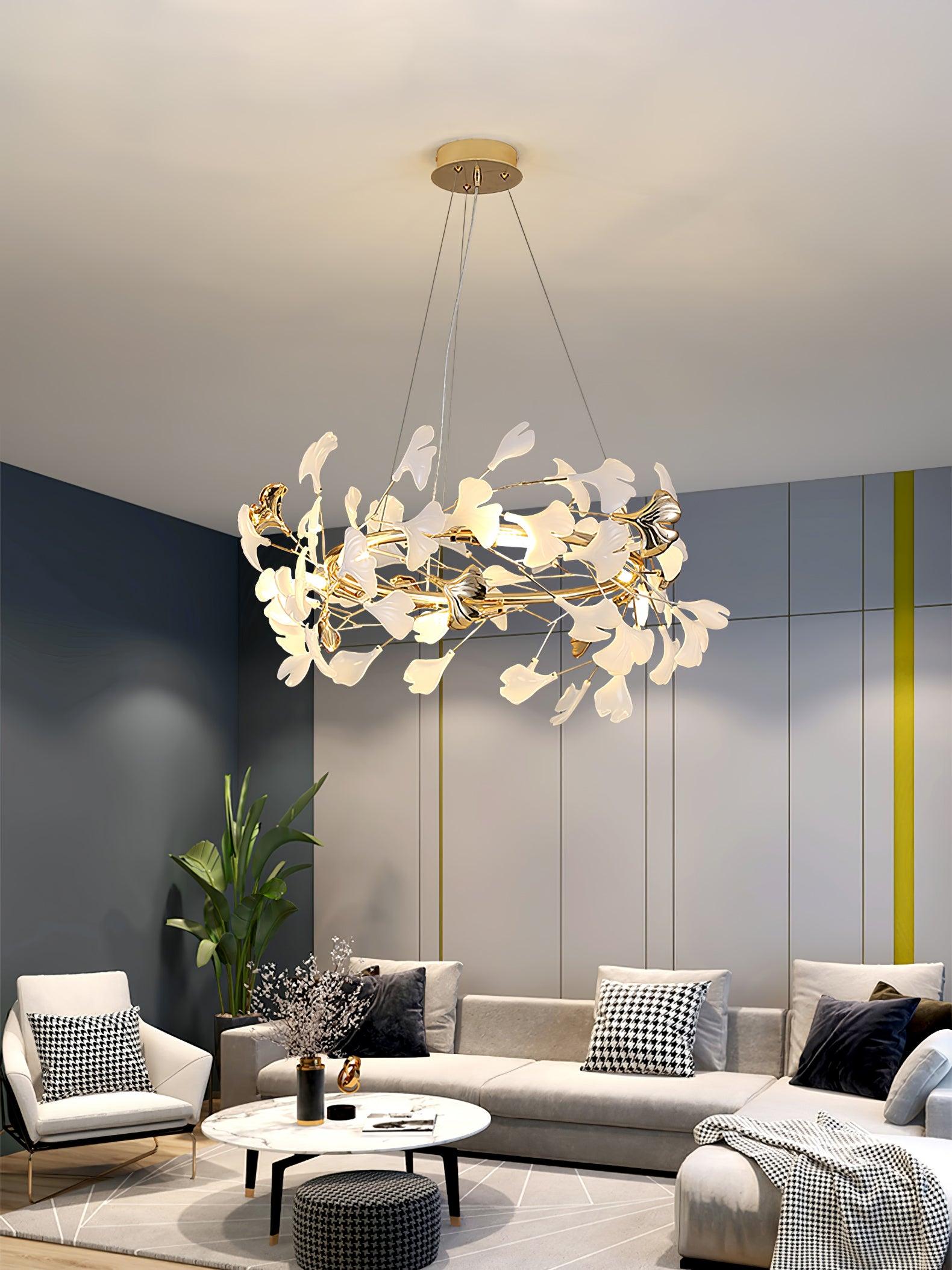 Twilight Branches Ceramic Gingko Chandelier T
