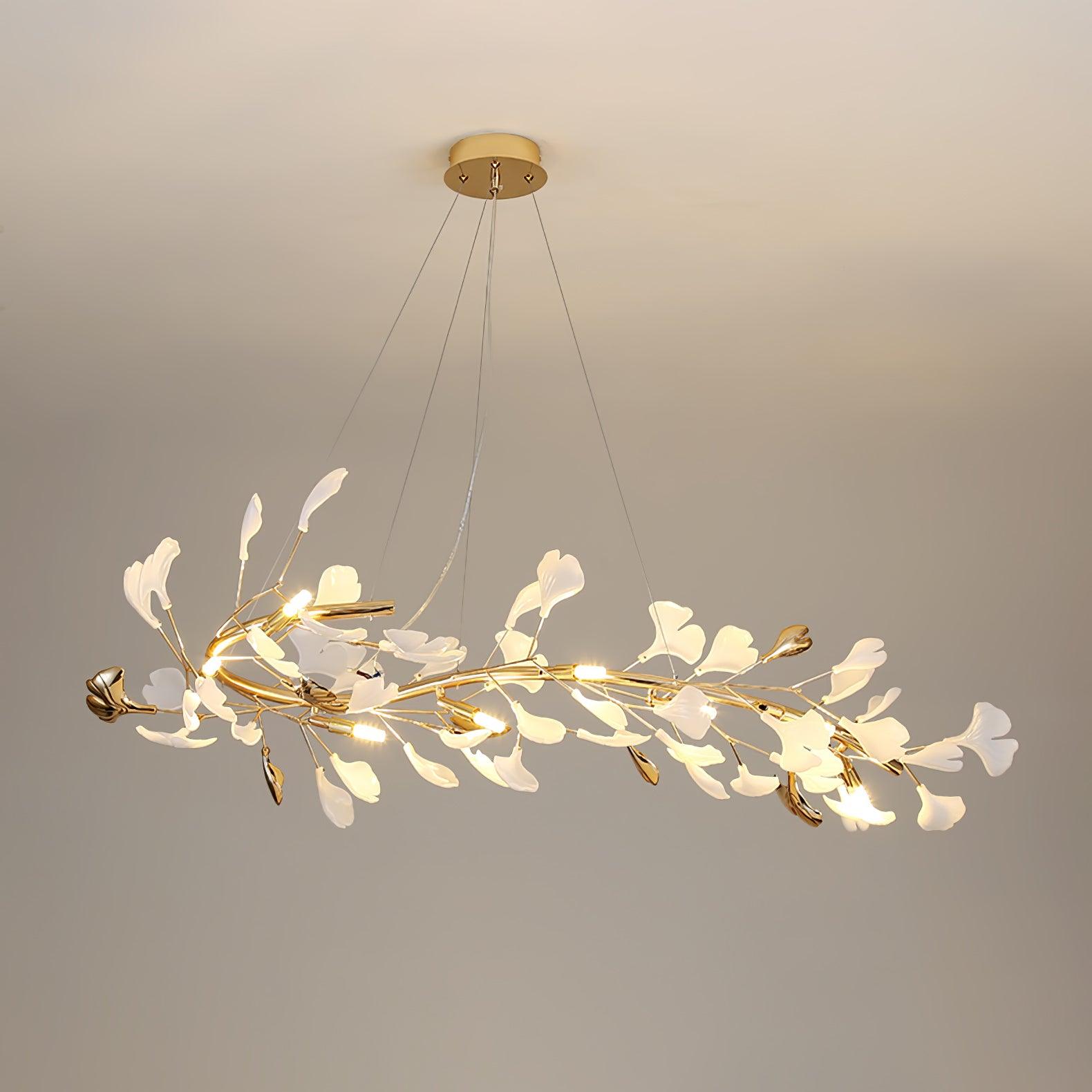 Twilight Branches Ceramic Gingko Chandelier T#size_Model B L 47.2″ x W 25.6″ x H 13.8″