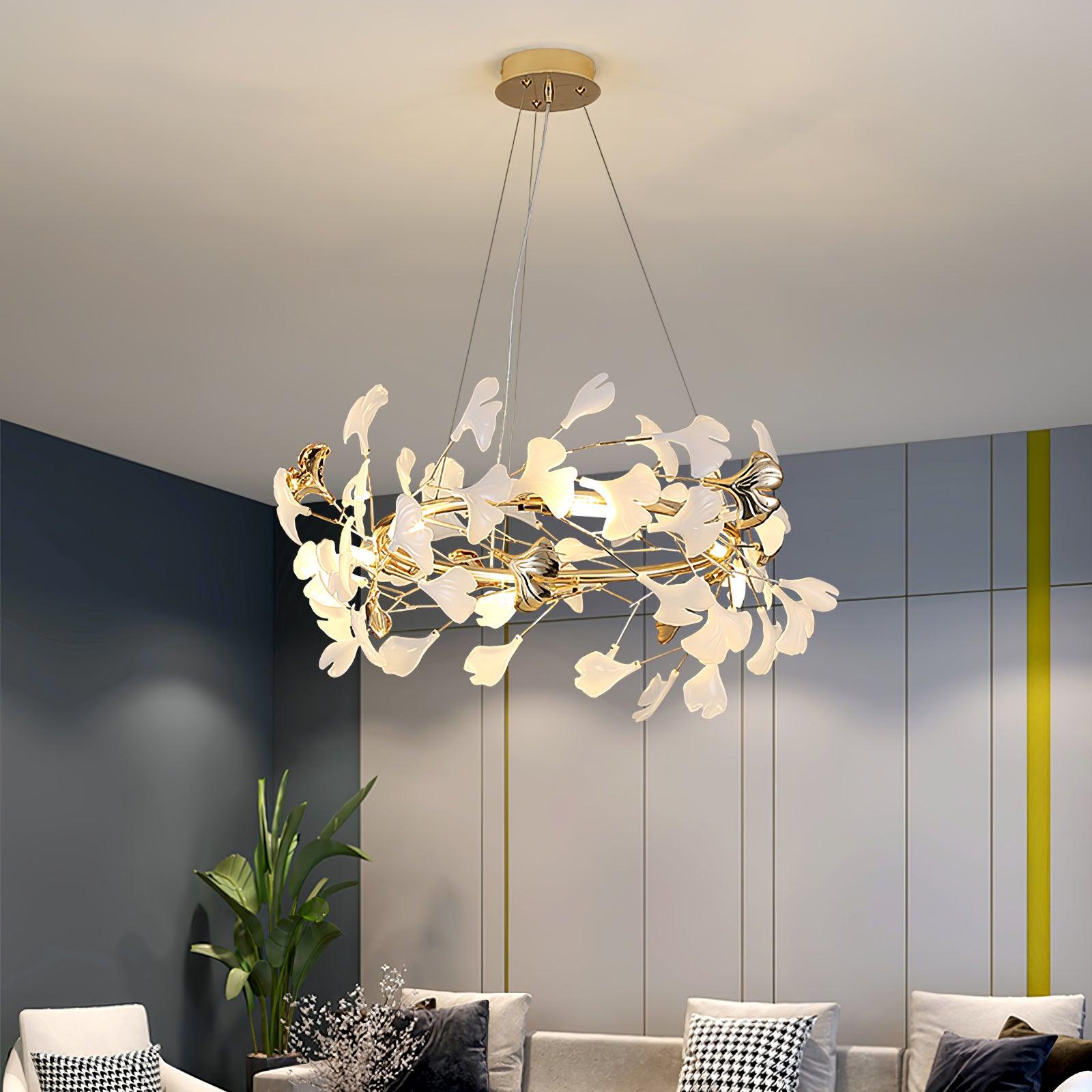 Twilight Branches Ceramic Gingko Chandelier T