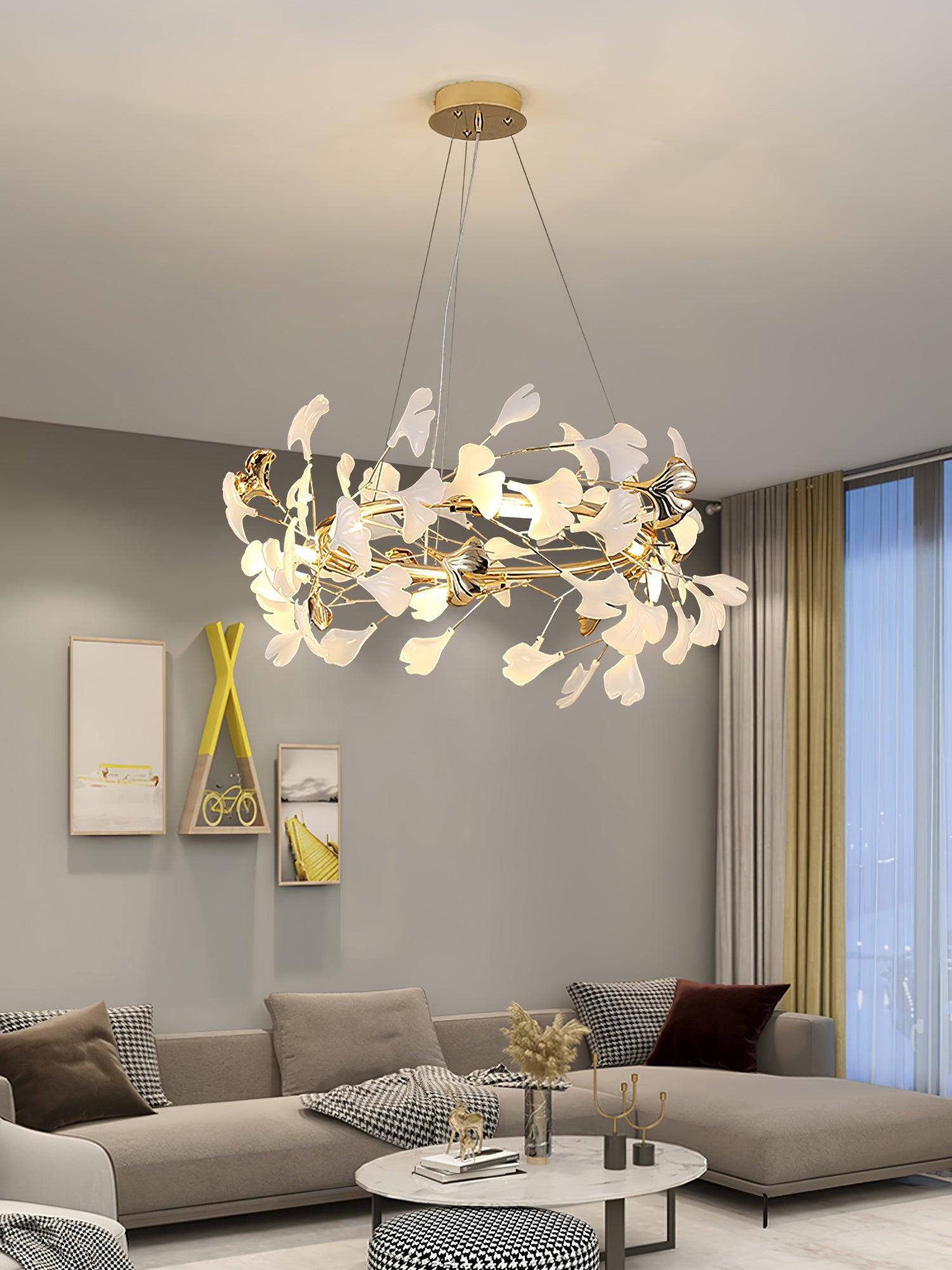 Twilight Branches Ceramic Gingko Chandelier T