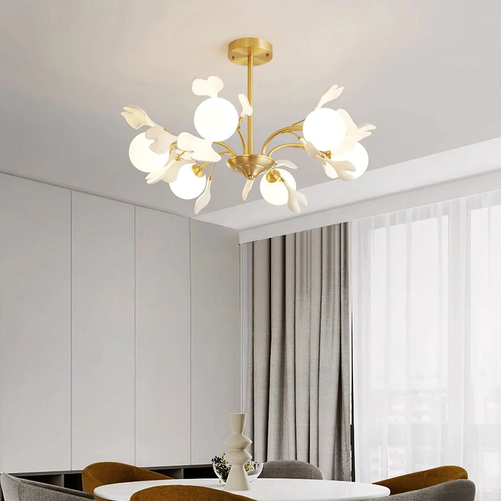 Twilight Branches Ceramic Gingko Chandelier