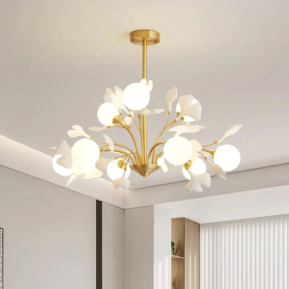 Twilight Branches Ceramic Gingko Chandelier