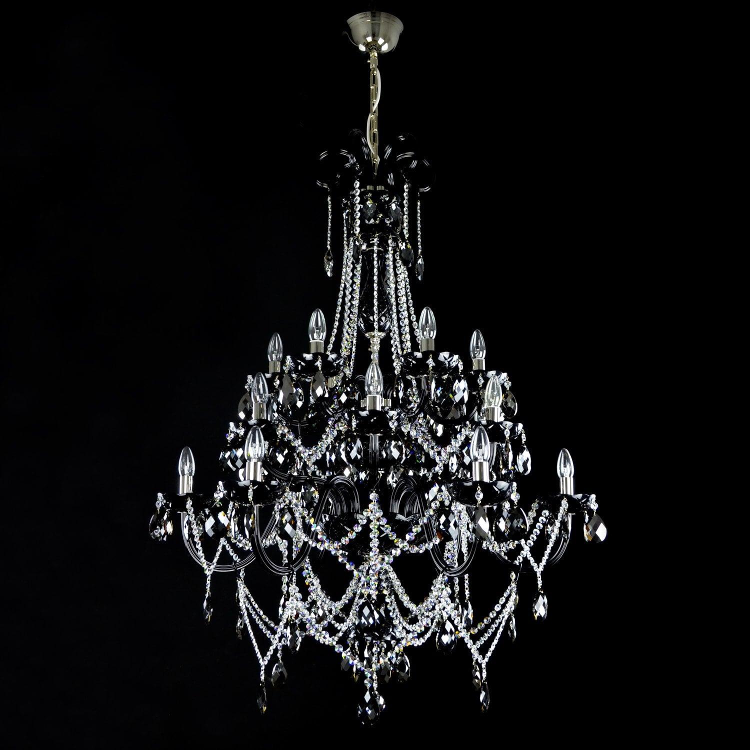 Grandiose Black 18 Light Crystal Chandelier OasisLamps