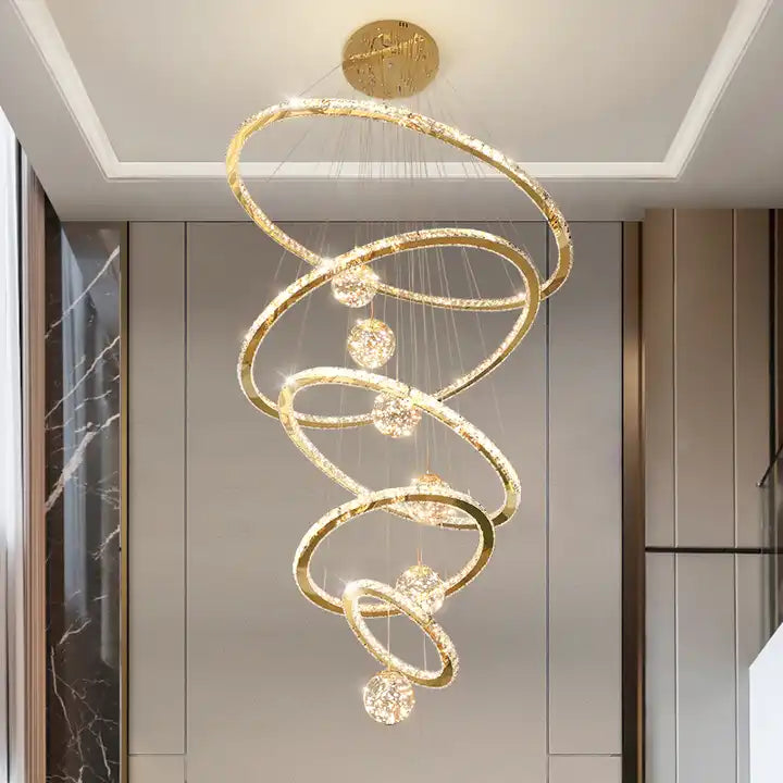 Crispin Crystal Ring Chandelier Foyer