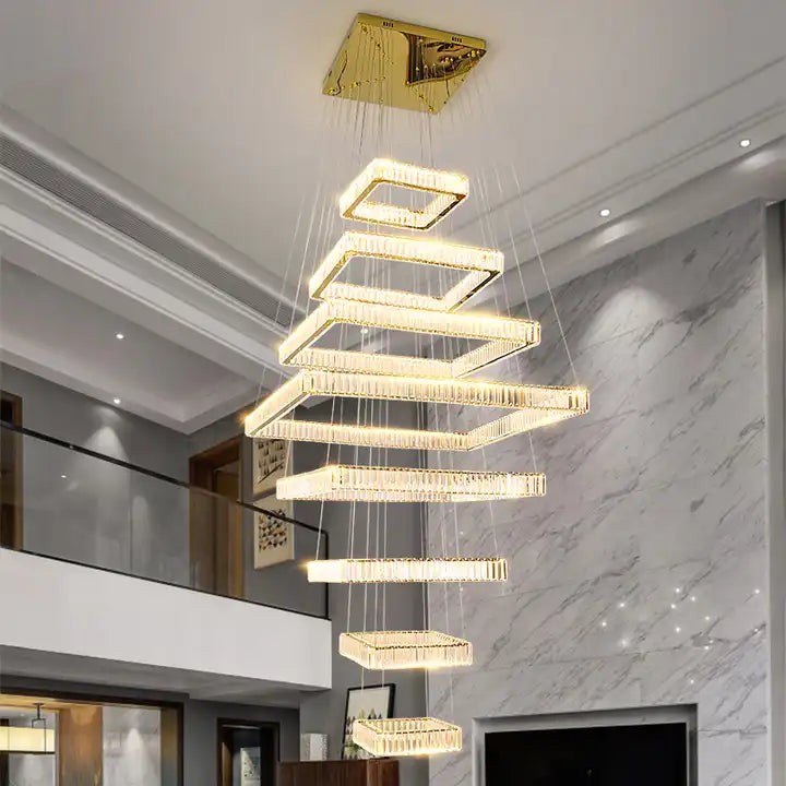 Pamela 8-Tier Square Crystal Chandelier