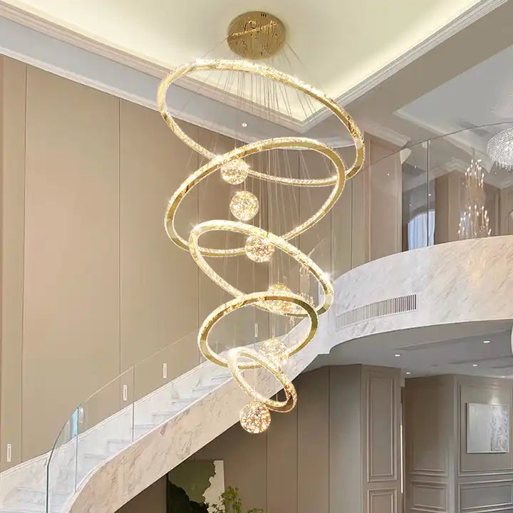 Crispin Crystal Ring Chandelier Foyer