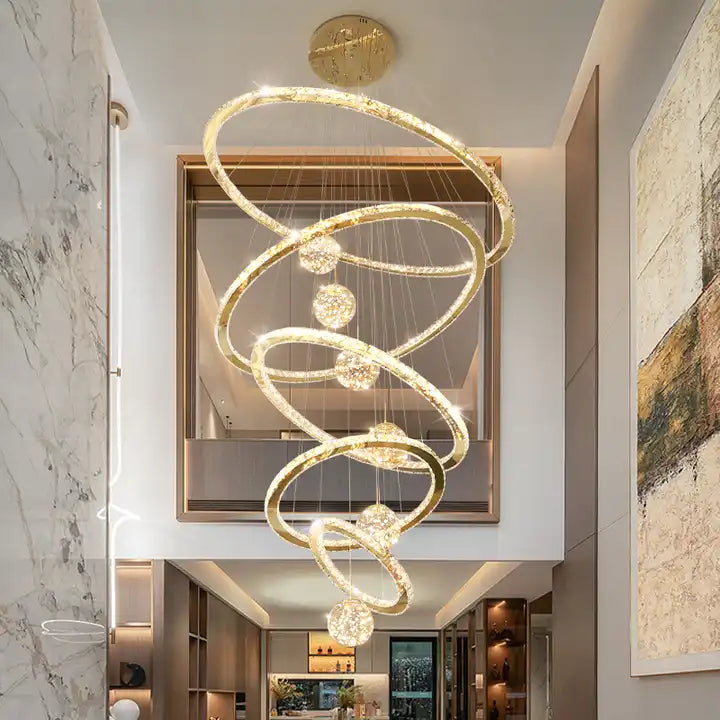 Crispin Crystal Ring Chandelier Foyer