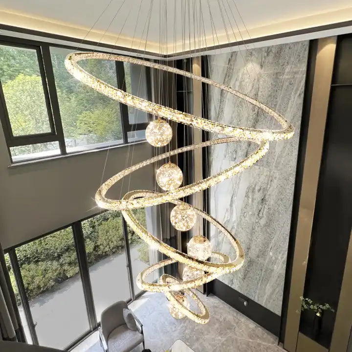 Crispin Crystal Ring Chandelier Foyer