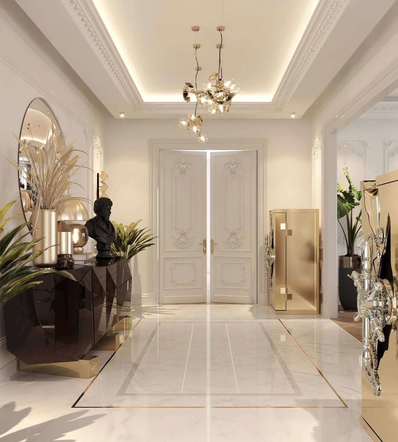 Gold Leaf Hera Chandelier