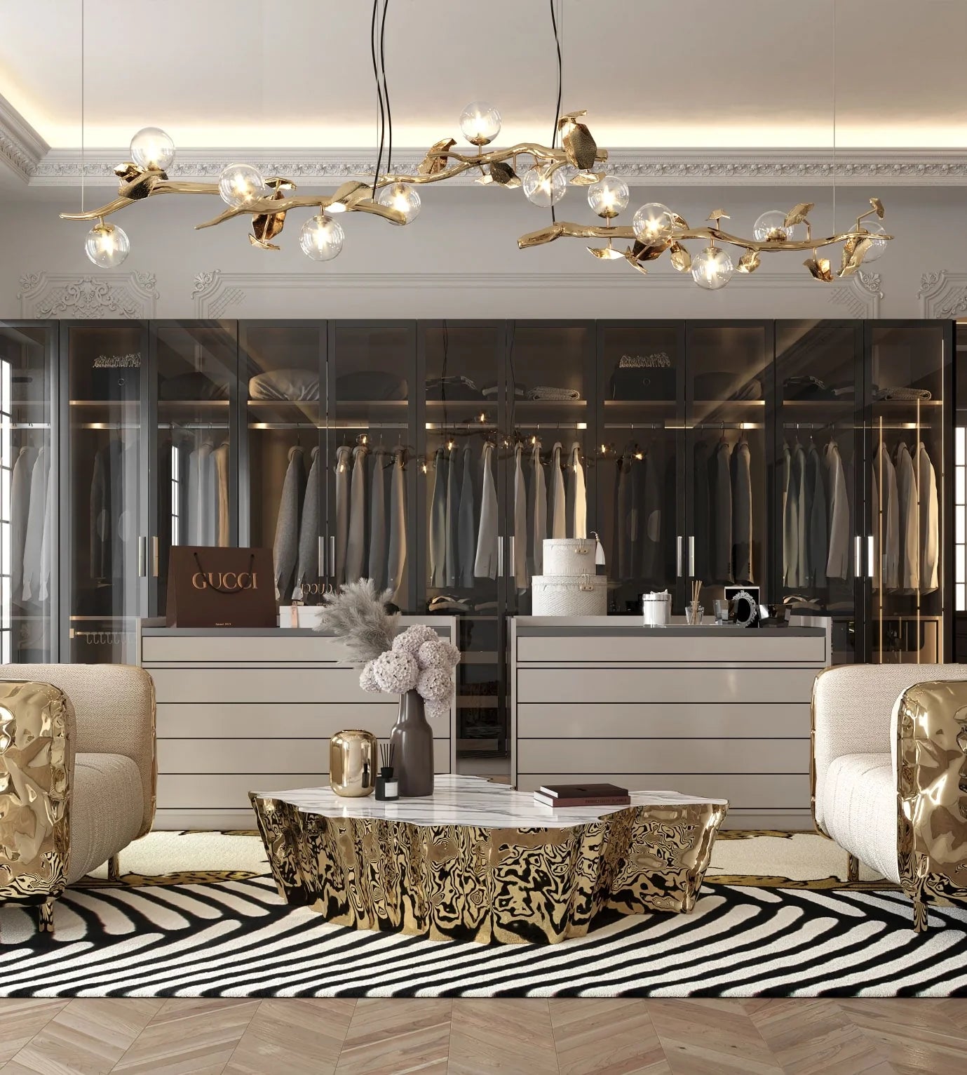 Gold Leaf Hera Chandelier