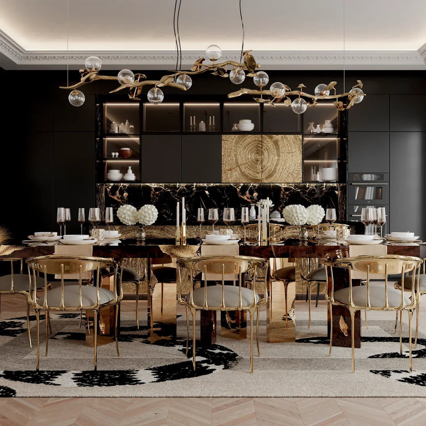 Gold Leaf Hera Chandelier